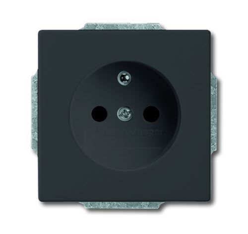 ABB 6619B-A06357885 Future® linear Zásuvka jednonásobná s ochranným kolíkem, s clonkami, mechová černá náhrada za 5519B-A02357885