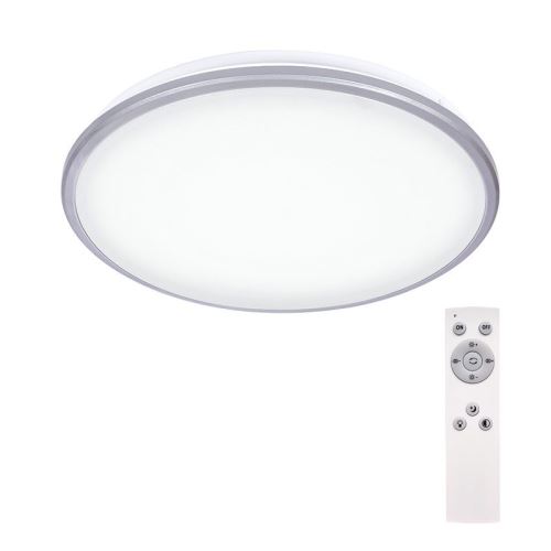 Solight WO761 Silver LED stropní světlo kulaté 24W/1800lm stmívatelné dálkovým ovládačem 38cm IP20
