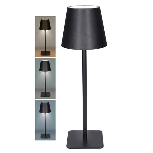 Solight WO69-B Lucca stolní lampička, nabijecí, 120lm, se stmívaním, černá