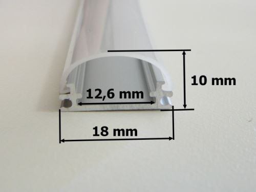LED profil TUBE nástěnný - opálový kryt 1m pro LED pásky max do 12W na 1m
