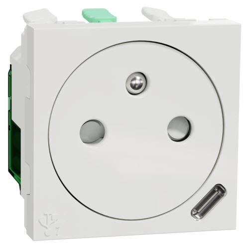 Schneider NOVÁ UNICA zásuvka jednonásobná skrytá bezšroubová250V/16A s USB C 10,5W/2.1A NU301518E BÍLÁ