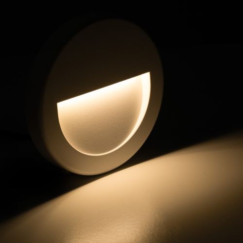 LED bílé orientační svítidlo vestavné, 3W, IP65, 230V venkovní, ke schodům či do chodeb 110x115mm