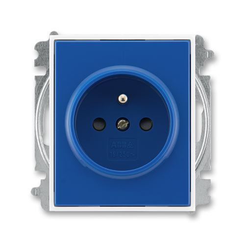 ABB 5519E-A02357 14 Element®, Time® Zásuvka jednonásobná s ochranným kolíkem, s clonkami, modrá / bílá
