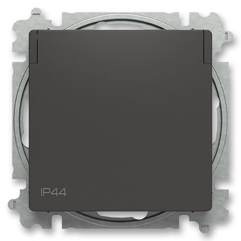ABB 6619T-A06995 237 ZONI® s IP44  krytím, Zásuvka bezšroubová s clonkami a víčkem MATNÁ ČERNÁ