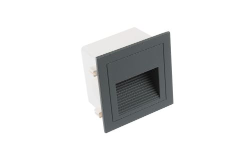 LED šedé orientační vestavné svítidlo vhodné ke schodům nebo do chodeb, 3W, IP65, 230V