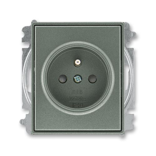 ABB 6619E-A06357 34 Time®, Time® Arbo Zásuvka jednonásobná s ochranným kolíkem, s integrovanými clonkami, antracitová