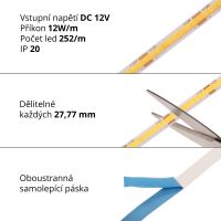 LED pásek COB Jednotné světlo 12W/m, 252 LED/m (1)
