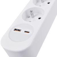 SOLIGHT PP111PD20 Bílá prodlužovací kabel s vypínačem 3x zásuvka 230V, 2m, 1x USB-A+C (3)