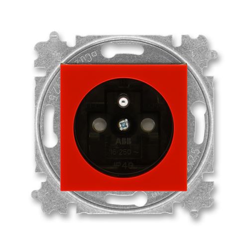 ABB 5519H-A02357 65 Zásuvka jednonásobná, s clonkami LEVIT červená/kouřová černá