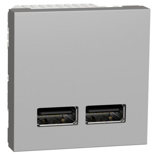 Schneider NOVÁ UNICA USB zásuvka dvojitá nabíjecí A+A 2M NU341830 ALUMINIUM