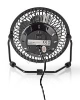 Nedis FNDK1BK10 Malý přenosný stolní ventilátor s USB-A napájením, 3W, délka kabelu 1m, otáčení o 360° černý (2)