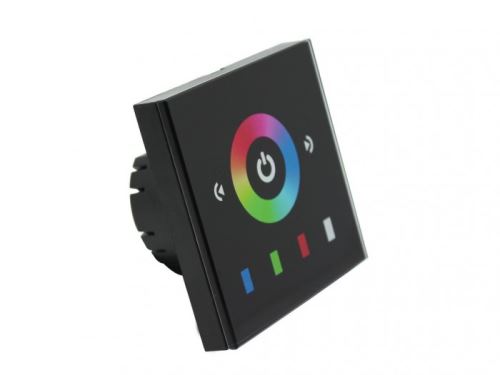 LED dotykový ovladač RGB 8E černý zápustný místo vypínače do krabice KP 68