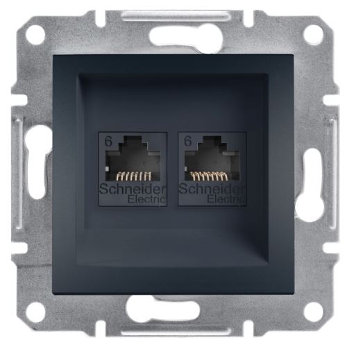 Schneider Asfora EPH4800171 datová zásuvka 2xRJ45, cat6 UTP Antracit
