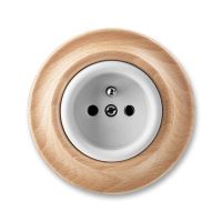 ABB 6619K-C06347 50 Decento® Zásuvka jednonásobná s ochranným kolíkem bílá/přírodní buk