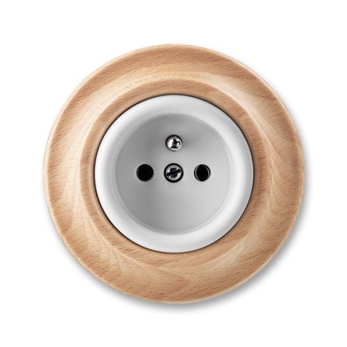 ABB 6619K-C06347 50 Decento® Zásuvka jednonásobná s ochranným kolíkem bílá/přírodní buk